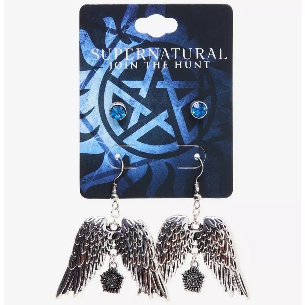 Supernatural Castiel Wings Earring Set‎ Hot Topic Winchester SPN Sam Dean